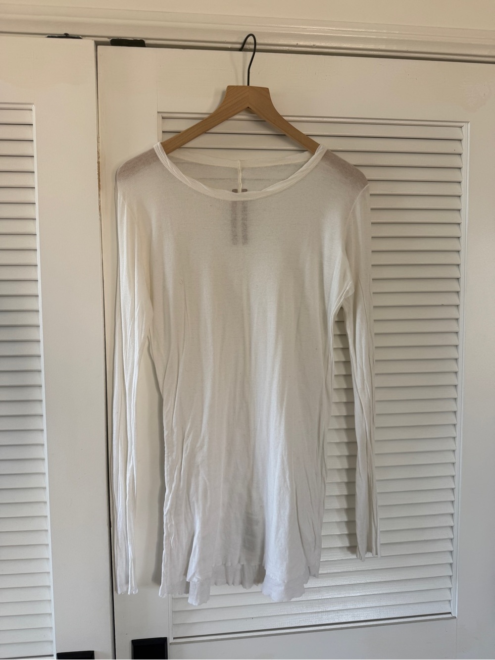 Rick Owens White Slim Crew Neck Long Sleeve Tee